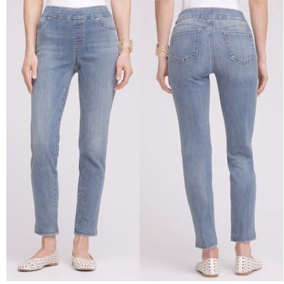 Chico's Perfect Stretch Ankle Jeans Size 2 (12) Pull On Girlfriend - Picture 1 of 11